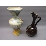 Continental pottery baluster form vase with painted decoration of a continuous landscape, 15ins