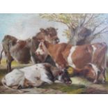 Thomas Sidney Cooper, oil on panel, cattle resting beside a tree, signed and dated 1880, 11.5ins x