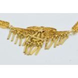 Middle Eastern 18ct gold filigree design necklace, 8.5g