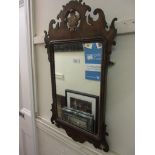 19th Century burr walnut rectangular wall mirror, with pierced and shaped surmount and gilded Prince