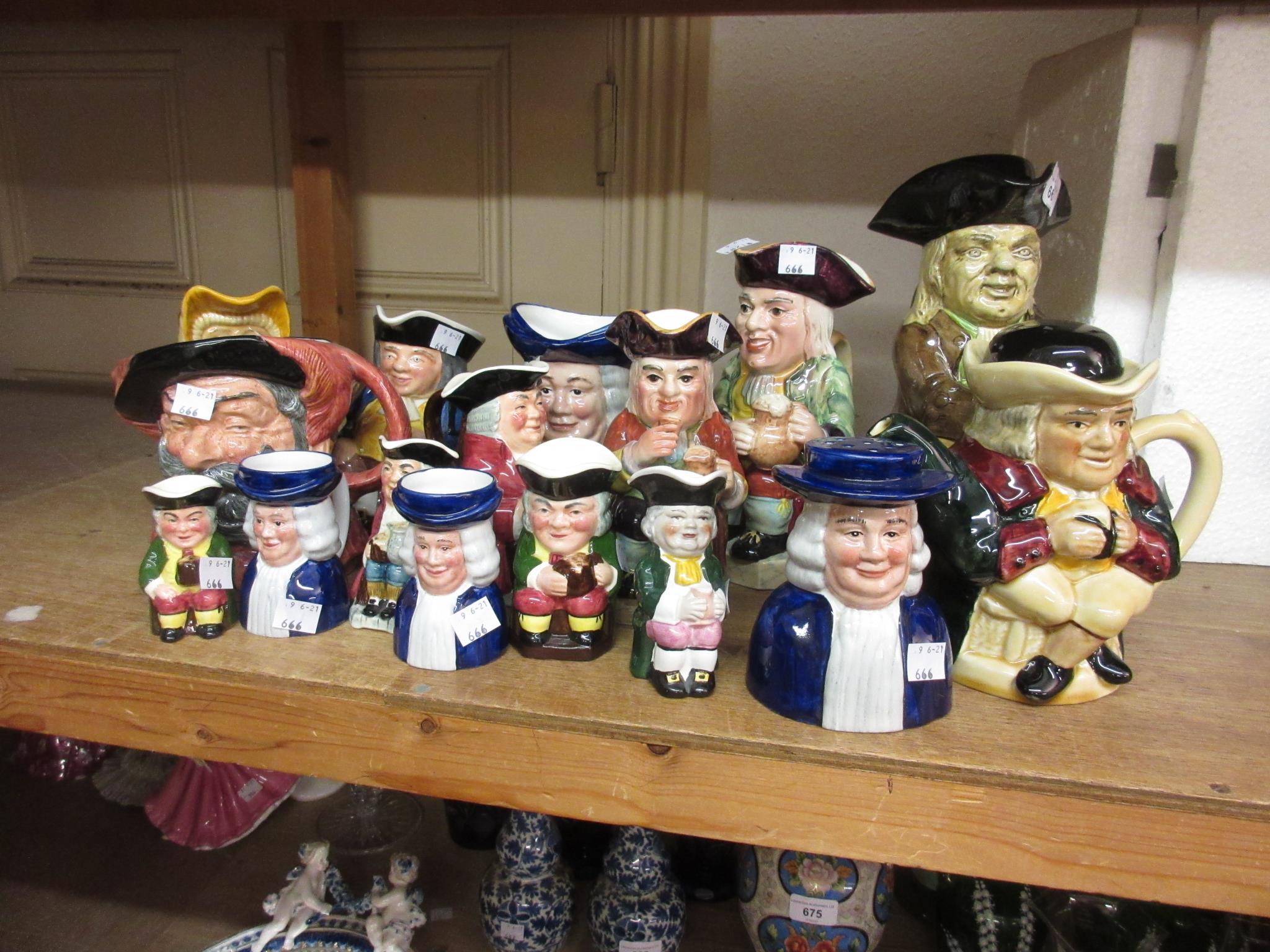 Large Wood & Sons replica of a Ralph Wood Toby jug, together with a collection of fifteen other