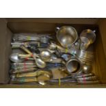 Miscellaneous silver plated cutlery together with sundry other plated items