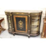 19th Century ebonised crossbanded and inlaid credenza, having central flush panelled door with