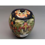 Modern Moorcroft jar and cover by Philip Gibson, ' Puriri ' 2004, 5.75ins high, in original box