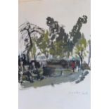 Derek Hill, pair of unframed gouache paintings, ' Regents Park ', and ' Albany Street N. W. I. ',