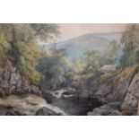 William Collingwood Smith, watercolour, Highland river scene with a rocky pool, signed, 13.75ins x