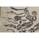 Oriental scroll picture of a figure, unsigned, 31ins x 35ins