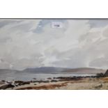 Edward Wesson, watercolour, coastal scene with distant hills, signed and dated '80, 13ins x 19.5ins,