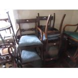 Set of six (four plus two) George IV mahogany dining chairs, the carved rail backs above drop-in