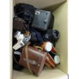 Quantity of various SLR and other cameras and a quantity of binoculars
