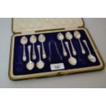 Cased part set of ten Sheffield silver coffee spoons