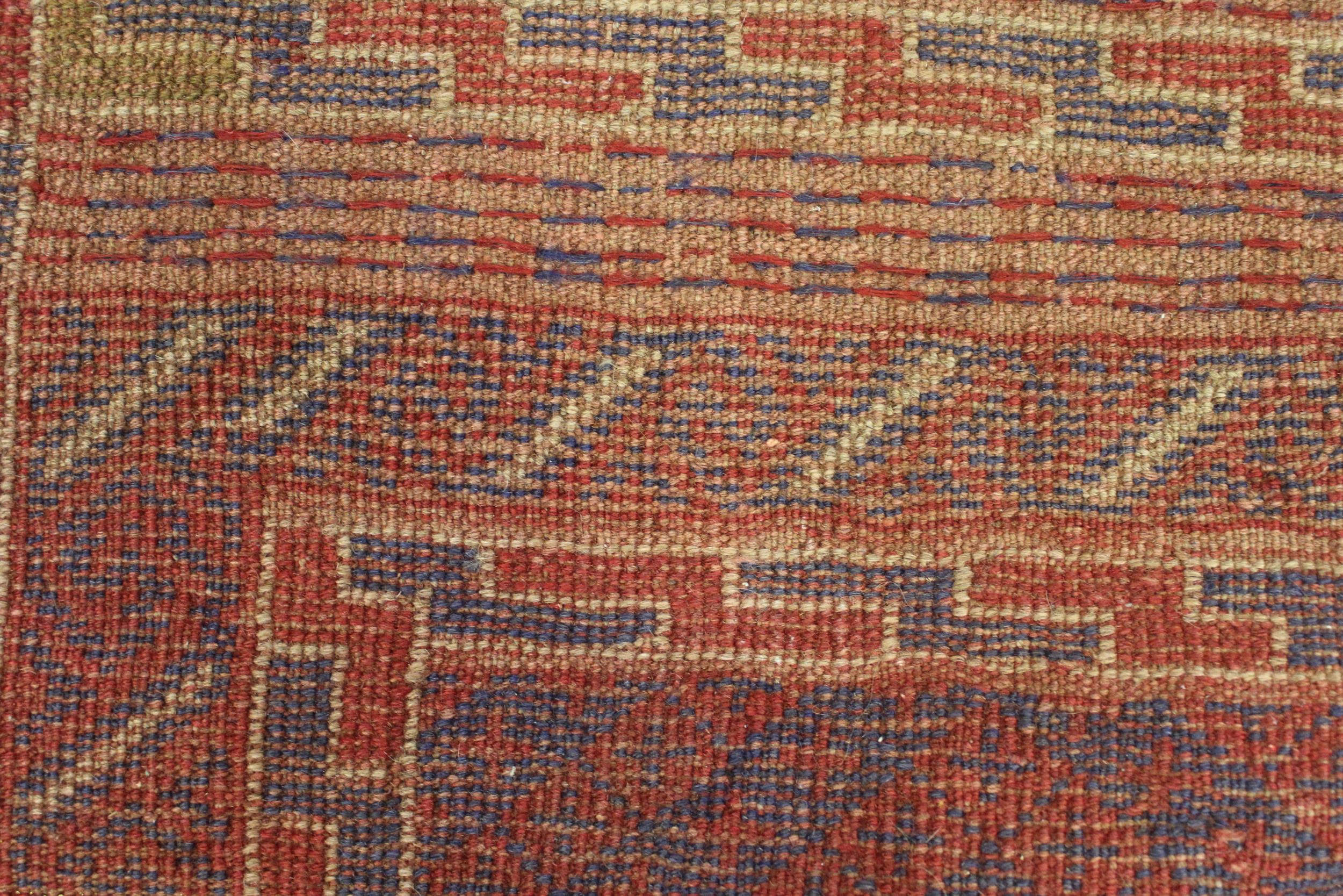 Small Belouch runner with a stylised design in shades of red, blue and beige, 7ft8ins x 2ft - Image 3 of 3