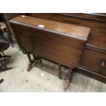 Late 19th Century walnut rectangular drop leaf Sutherland table, on twin turned supports