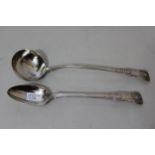 Early Victorian silver Kings pattern ladle and basting spoon, London 1839, 15 troy ounces Ladel - MC