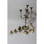 Set of three small gilt bronze figures of stylised birds on Perspex bases, the largest 4ins high,