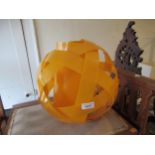 1960's Orange circular hanging ceiling light (possibly made by the German Co. Ilka)