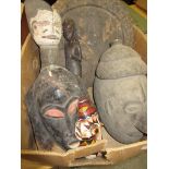 Quantity of various African native wall masks and similar items