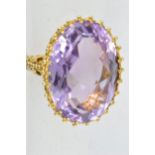 Large 9ct gold oval amethyst dress ring Good condition Size S