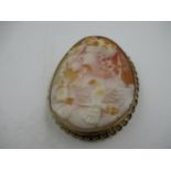 Oval carved shell cameo double portrait brooch in a gold plated mount, 52mm x 41mm Good overall