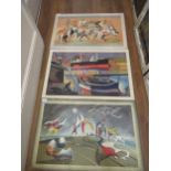 Three 1950's unframed double sided Baynard school prints