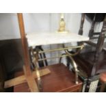 20th Century square gilt brass marble top occasional table (marble at fault)