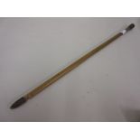 Short 19th Century horn shafted and brass topped and tipped swagger stick 18.5ins long