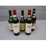 Two bottles, Chateau Grand-Puy-Lacoste 1967 Pauillac Medoc, together with two bottles Chateau Meyney