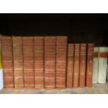 Set of six part leather bound volumes, Charlotte Bronte related, together with four Jane Austen part