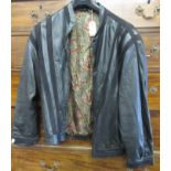 Swava for Harrods, gentleman's black leather and suede jacket having paisley lining, Size 46ins