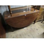 19th Century oval mahogany drop-leaf dining table on square moulded supports