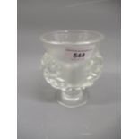 Modern Lalique Acanthus Leaf pattern pedestal vase, 4.5ins high (chip to foot rim)