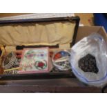 Quantity of various costume jewellery etc. together with a large quantity of uncut garnets