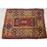 Small Anatolean rug with a central panel design and wide borders, in multiple colours, 5ft x 4ft