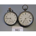 Birmingham silver cased keyless pocket watch, by Ryrie Brothers, Toronto, the enamel dial with