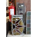 Group of unframed late 19th Century / early 20th Century coloured and leaded glass door panels of
