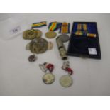 World War I Two medal group awarded to 2.Lieutenant.EM Eldridge with miniature medals, with a