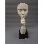 John Cutrone, white bisque porcelain sculpture, ' Whisper of Silence ', 20.5ins high