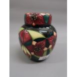 Moorcroft jar and cover, decorated with a typical stylised floral design by Nicola Slaney, 6ins high