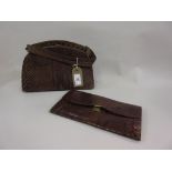 Snakeskin handbag and a similar clutch bag