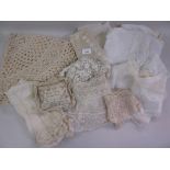 Quantity of various lace, crochet, Christening gowns, etc.