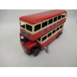 Triang Minic tin plate clockwork London Transport Bovril / Ovaltine double decker bus model