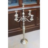 Silver plated five branch candelabra, 41ins high
