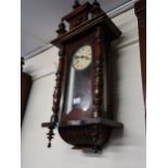 Small late 19th / early 20th Century Vienna type two train wall clock