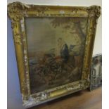 Large 19th Century needlepoint picture, ' Flight into Egypt ', 32ins x 25ins, gilt framed