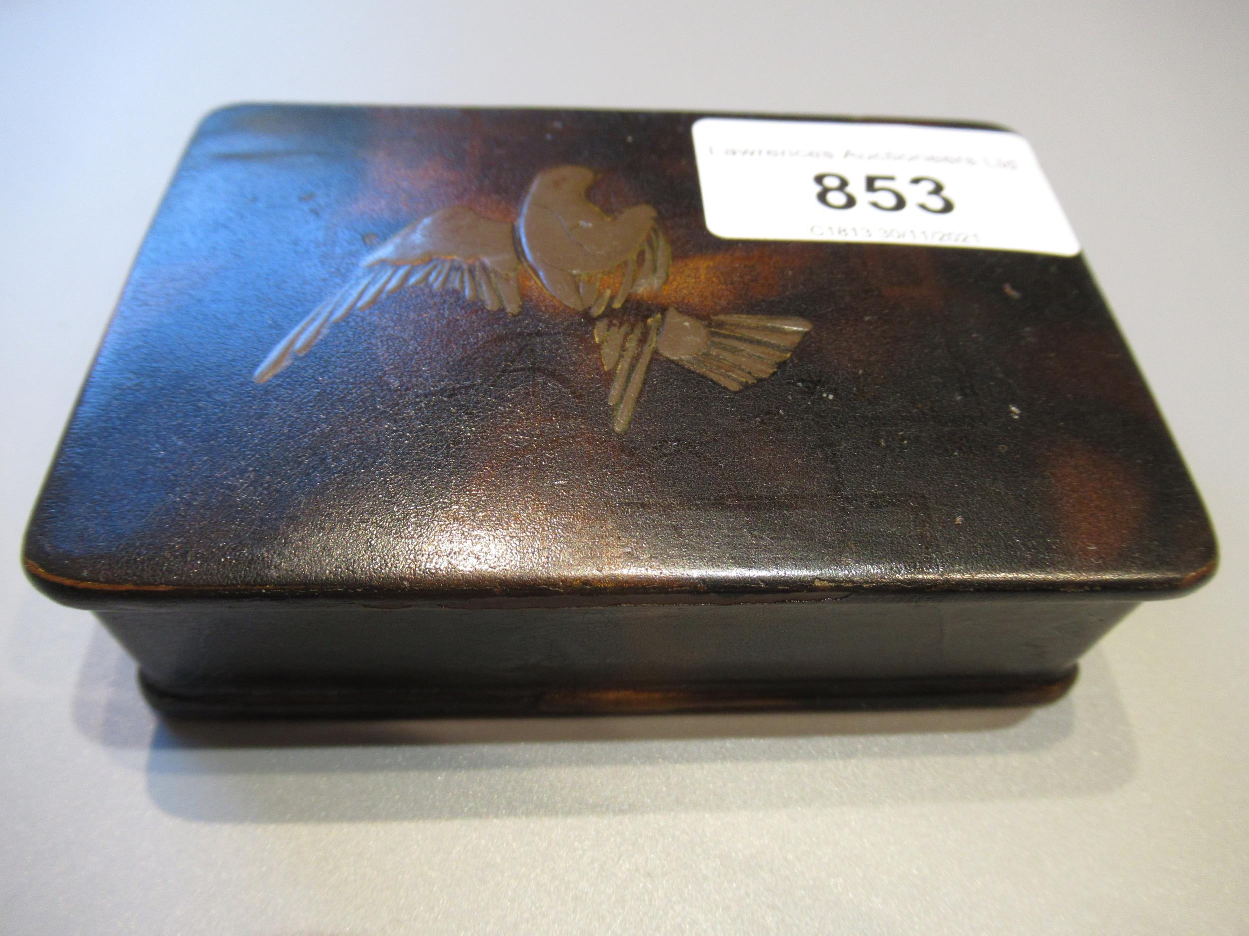 Small papier mache box, containing a quantity of antique jewellery, including a 9ct yellow gold