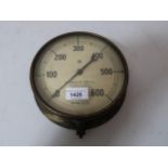 Brass bulkhead pressure meter by Green & Son, Manchester and Wakefield