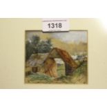 Joseph Thors, two watercolour landscape sketches, together with a small gilt framed watercolour