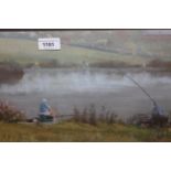 Pam Page, pastel river landscape with anglers, signed, together with another by the same artist of a