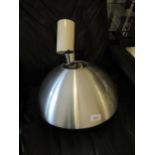 1970's Stainless steel dome shaped pendant light shade with adjustable height