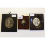 20th Century miniature watercolour portrait, Admiral Lord Nelson, housed in a burr wood frame,